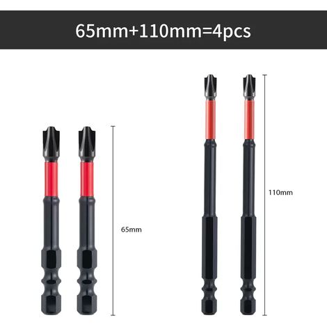 Lot de 10 Embouts Impact, Electriciens, S2, 65mm, 110mm, 1/4 Hex, Isolant, Reparation, Bricolage (1/5)