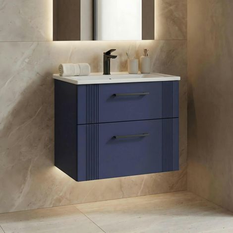 Meuble vasque suspendu 65 cm marine 2 tiroirs ONDIA (1/4)