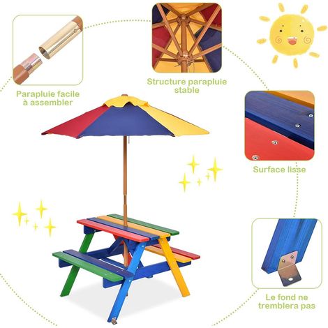 Cuisine D'Extérieur Evolutive En Bois Avec Roues, Chariot De Cuisine D Cuisine Exterieur Enfants Accessoires Inclus Table Picnic Pour Enfant 3 Ans Blanc 95037704