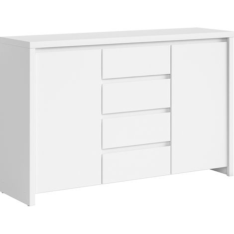 Buffet 2 ante 4 cassetti Soren bianco opaco 92cm