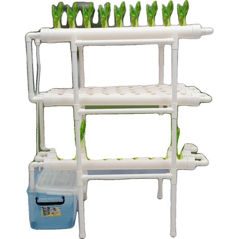 Sistema di coltivazione idroponica a 3 strati, 108 punti di semina, materiale in PVC, lunghezza del tubo 1,15 m, alimentazione 12V CC 280mA (1/5)