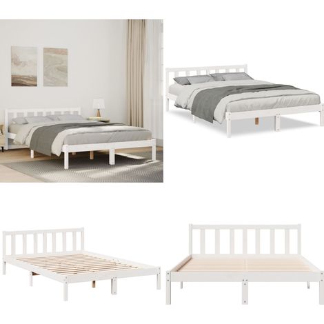 vidaXL Cadre de lit extra long sans matelas 160x220 cm bois massif pin (1/5)
