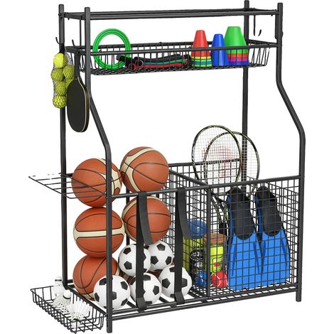 Organizador de material deportivo, ganchos extraíbles, bandas elásticas, color negro. (1/2)
