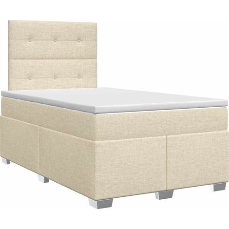Maison Exclusive - Letto box spring con materasso Crema 120 x 200 cm Tessuto (1/5)