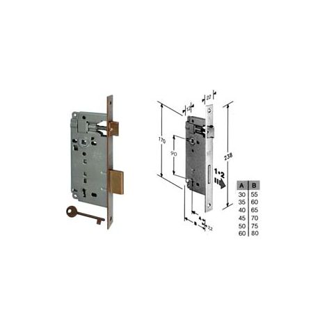 SERRATURA A BUSSOLA DA INFILARE BORDO QUADRO BRONZATO  mm.45 bordo acciaio bronzato (B.00592.45.02)    AGB