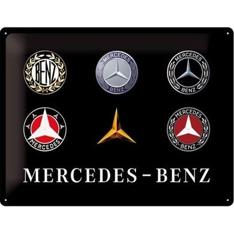 Nostalgic-Art Art 23251 Targa Vintage Mercedes-Benz – Logo Evolution – Idea regalo per amanti di accessori per auto, in metallo, Design retro, 30 x 40 cm (1/4)