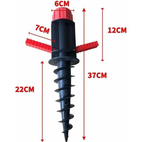 Sonnenschirmständer, Strand-Sonnenschirmhalter für den Boden, Sonnenschirmständer aus Kunststoff für Sand oder Boden, Schraub-Bodenhülse mit Aufhängehaken, 2 Stück Ø 20–32 mm (1/5)