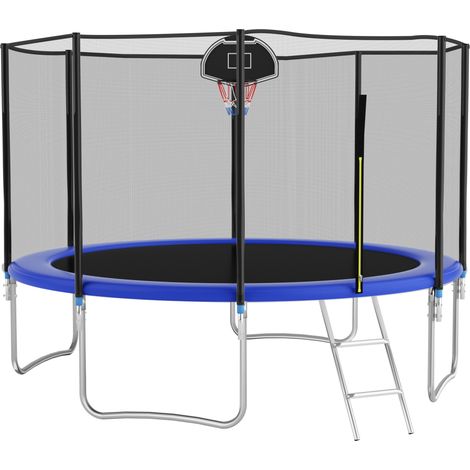 Trampolino da esterno rotondo 366 cm blu con rete di sicurezza e struttura in acciaio (1/5)