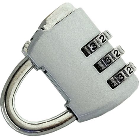 Cadenas de sûreté à combinaison 3 chiffres en alliage de zinc pour bagages - Argenté brillant (1/4)