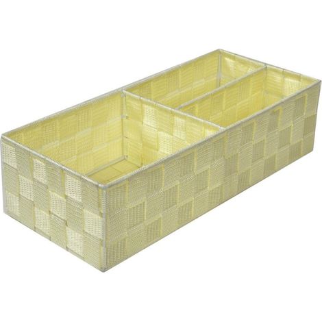 Cremefarbene Polyester-Schublade mit 3 Fächern, 37 cm x 17 cm x 10 cm