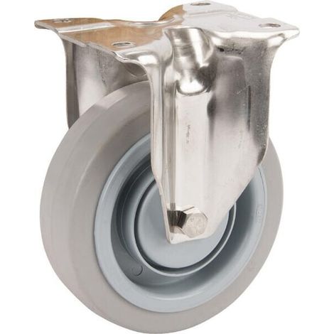 Bockrolle aus Edelstahl mit elastischer grauer Gummi-Lauffläche TENTE 8478UFC125P62 (1/2)