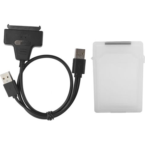 Câble adaptateur disque dur SATA HDD/SSD double interface avec boîtier de protection 2.5 pouces blanc (1/5)