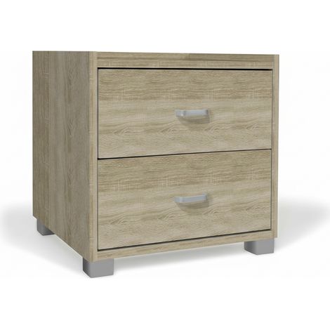 Comodino Moderno 2 Cassetti Mobile Notte Camera Legno 43x40x43,5 cm rovere