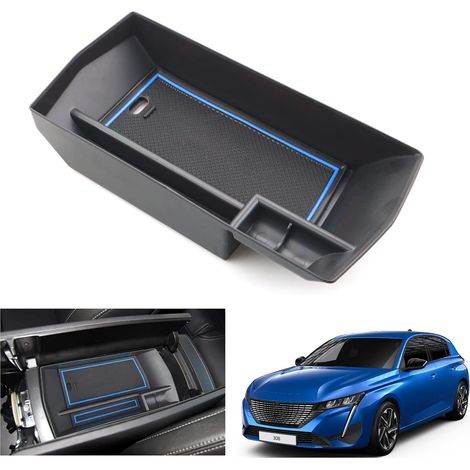 1 Boîte de Rangement, Accoudoir Central, Plastique ABS, Compartiments Multiples, Port Câble, Peugeot 308 408 Opel Astra C5 X (1/5)