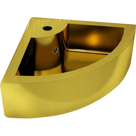 Lavandino con Troppopieno 45x32x12,5 cm in Ceramica Oro