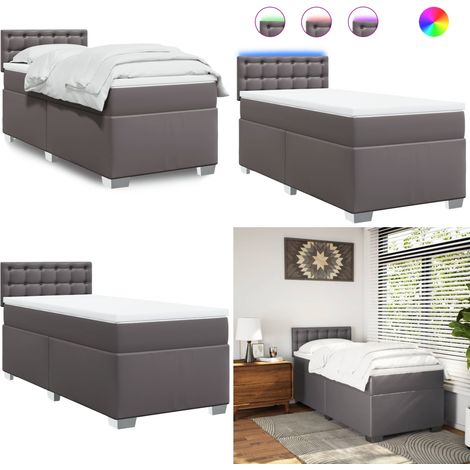 vidaXL Boxspringbett mit Matratze Grau 100x200 cm Kunstleder (1/5)