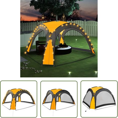 The Living Store Partyzelt mit LED und 4 Seitenwänden 3,6x3,6x2,3 m Gelb - Partyzelt - Outdoorzelt - Sonnenschutz - Gartenzelt - Grillzelt (1/5)