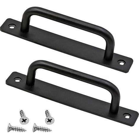 2-teiliger Schiebetürgriff, Länge 243 mm, mit Rückplatte, aus Aluminiumlegierung, geeignet für Möbel, schwarz, mit Schrauben (1/5)