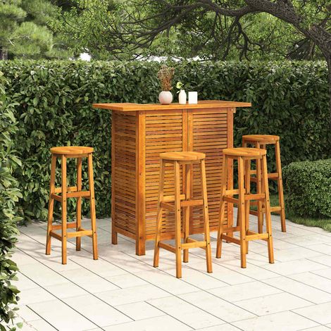 Ensemble de bar de jardin 5 pcs-Bar d'extérieur Bois d'acacia solide 579325