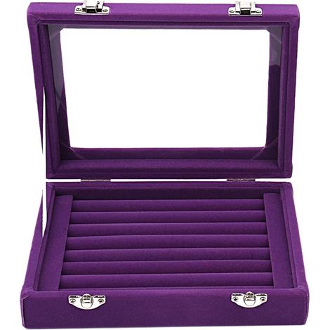 Présentoir à bijoux et boîte de rangement pour boucles d'oreilles pour femmes et filles (violet) (1/5)