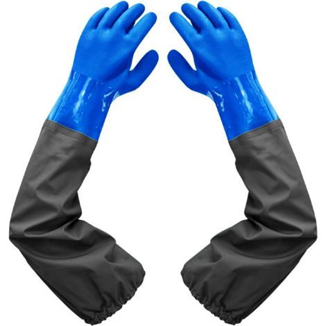 Gants imperméables en caoutchouc, 27 pouces, poignets élastiques, doublure épaisse, adaptés à l\'industrie chimique, à l\'agriculture et à la pêche (1/5)