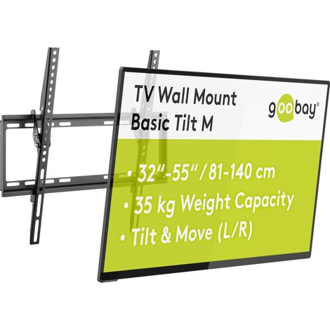 Support TV Mural Inclinable 32-55 Pouces Ultra-Plat 20,5 mm VESA 400x400 Jusqu'à 35 kg Tilt M 49731 (1/5)