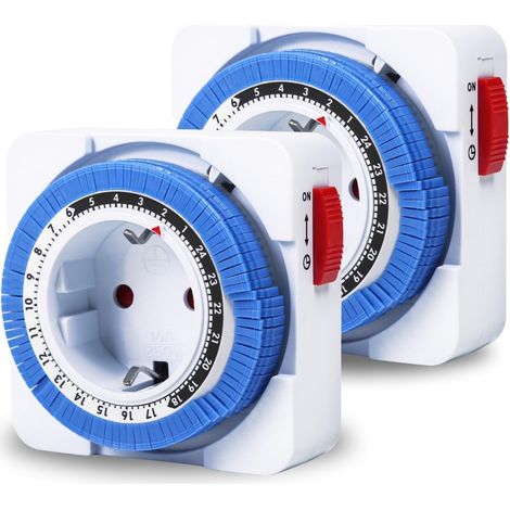 Sollbry Minuteur Prise Electrique,2 Pièces Prise Minuteur Programmable 24 Heures Minuterie Prise 96 Segments de Commutation Programmable Pris 16A AC 230V (1/4)
