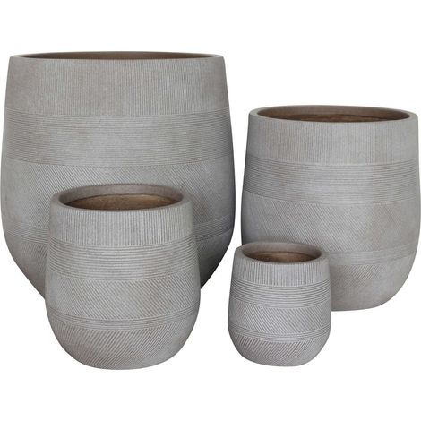 Vasi Per Piante Rotondi Da Interno Ed Esterno Set Da 4 Dimensioni Moderni Vaso Di Design In Resina Colore Taupe , G.57x57x57/M.43,5x43,5x43,5/P.31,5x31,5x31,5/xS.20,5x20,5x20,5 (1/3)