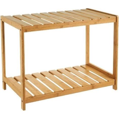 Étagère de rangement - JUANIO - 2 étagères - Bambou naturel - 61 x 35 x 48 cm - Charge 20 kg (1/3)