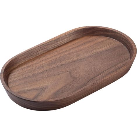 1 Plateau Bois Noyer,Ovale 19,8x11,6cm,Aliments,Rangement Clés,Style Scandinave (1/5)