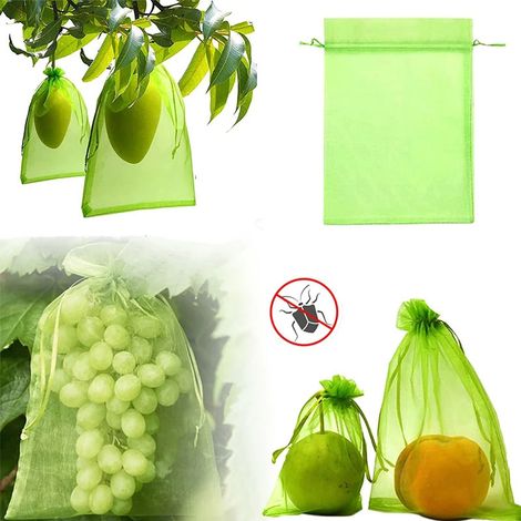 100 pièces sac de filet de Protection des fruits sacs en maille de jardin lutte antiparasitaire agricole sac en maille Anti-oiseau sacs (10X12cm) (1/5)