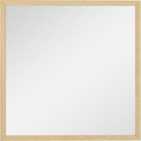 Miroir mural carré 50 x 50 cm, cadre en bois naturel, idéal pour la salle de bain, salon ou chambre (1/5)