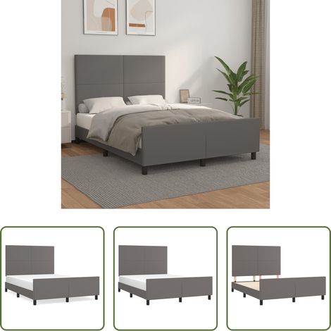 vidaXL Kunstlederbett - Bettgestell mit Kopfteil Grau 140x200 cm Kunstleder (1/5)