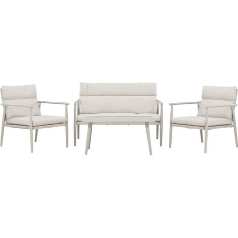 Salon de Jardin 4 Places "Mazzaro" 120cm Beige (1/5)