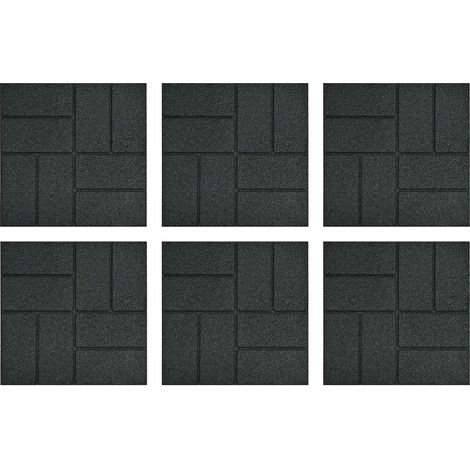 Stepping Stone 6 pcs Black 40.5 x 40.5 x 2 cm Rubber vidaXL