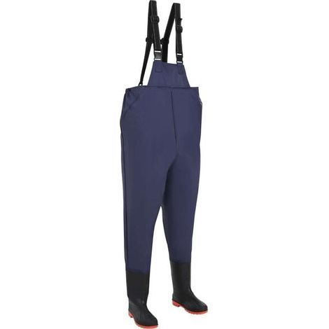 Ensemble cuissard de cyclisme (chaussures de cyclisme incluses), tissu polyester enduit de PVC, taille 44, bleu. (1/5)