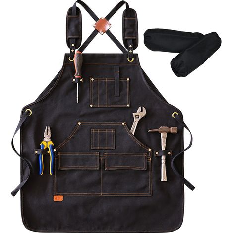 Tabliers de chef 2 pièces pour homme et femme avec grandes poches, en toile de coton résistante, à dos croisé et ajustable, tailles M à XXL (1/5)