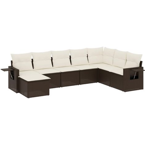 vidaXL Set Divani da Giardino 9pz con Cuscini Marrone in Polyrattan (1/5)