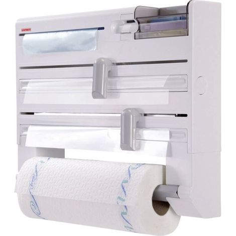Soporte para rollo de papel de cocina, blanco/gris, soporte para toallas de papel, soporte de pared para toallas de papel, blanco (1/5)