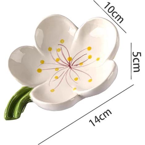 2-teilige Seifenschale fürs Badezimmer, Seifenschale mit Abfluss, selbstreinigende Seifenschale für die Arbeitsplatte, blumenförmige Seifenschale, hübsche Seifenschale, Schmucktablett aus Keramik, Tul (1/5)
