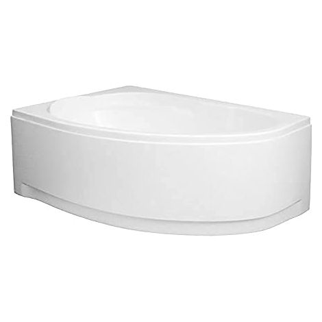 ECOLAM Baignoire d'angle acrylique Marea Polimat 150x100 cm gauche, pieds, siphon, silicone, tablier en acrylique. Belle forme Aspect moderne. Baignoire acrylique blanc (1/5)