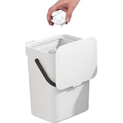 Cubo de basura mural - Cubo colgante para residuos orgánicos y compostables, doble apertura, a prueba de fugas, contenedor de polipropileno, para puertas, armarios, encimeras, cocinas, baños, oficinas (1/5)
