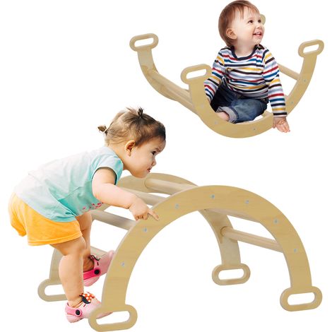 Arche d'escalade naturelle pour enfant de 18 à 48 mois, transat bébé, capacité 50 kg, 68x42x36 cm, jeu design sobre pour motricité pratique et évolutif