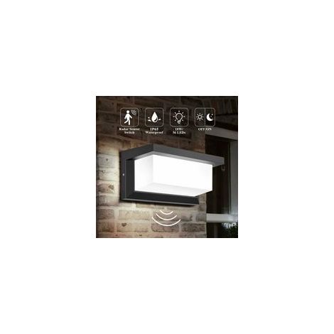 22W IP65 Outdoor LED Wall Light with Radar Sensor, 1800lm Waterproof Lighting for Garden and Garage (1/5)