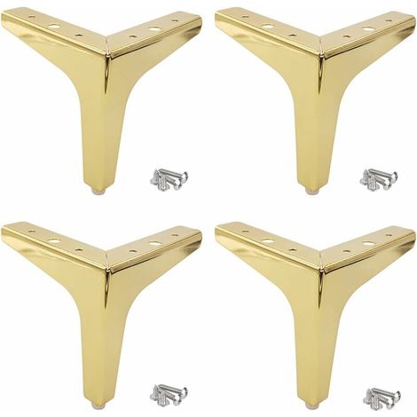 4 pièces Pieds de Meubles en métal épaissis Pieds de Table antidérapants et résistants à l'usure avec vis Utilisation pour Table Basse Meuble TV canapé-lit Chaise,d'or,10cm (1/5)