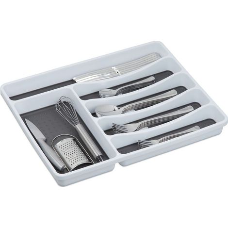 Bote à couverts pour tiroir 4,5x33x40 cm – 6 compartiments caoutchoutés – Antidérapante – Rangement optimisé pour ustensiles de cuisine (1/5)