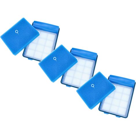 vhbw 3x filtro in tessuto, 3x filtro in spugna compatibile con Philips PowerPro Ultimate FC9920/69, FC9921, FC9921/09, FC9920/19 aspirapolvere