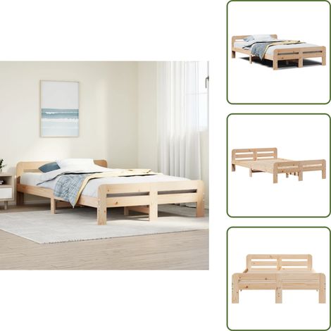 Letto con pediera - vidaXL Letto senza Materasso 120x190 cm in Legno Massello di Pino - Letto con doghe