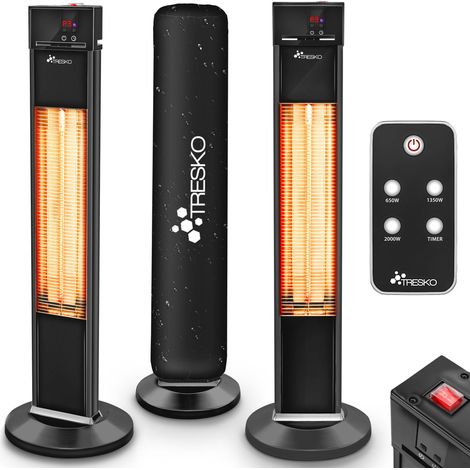 TRESKO Infrarot Stand-Heizstrahler 2000W mit Fernbedienung & Abdeckung Wärmestrahler Terrasse elektrisch mit 3 Heizstufen Terrassenstrahler Innen & Außen Infrarotstrahler mit LED-Anzeige (1/5)