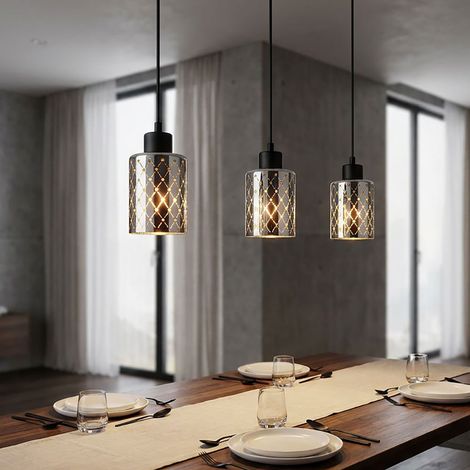 Hängelampe Pendelleuchte Esstischlampe Glas verchromt Wohnzimmerlampe H 120 cm